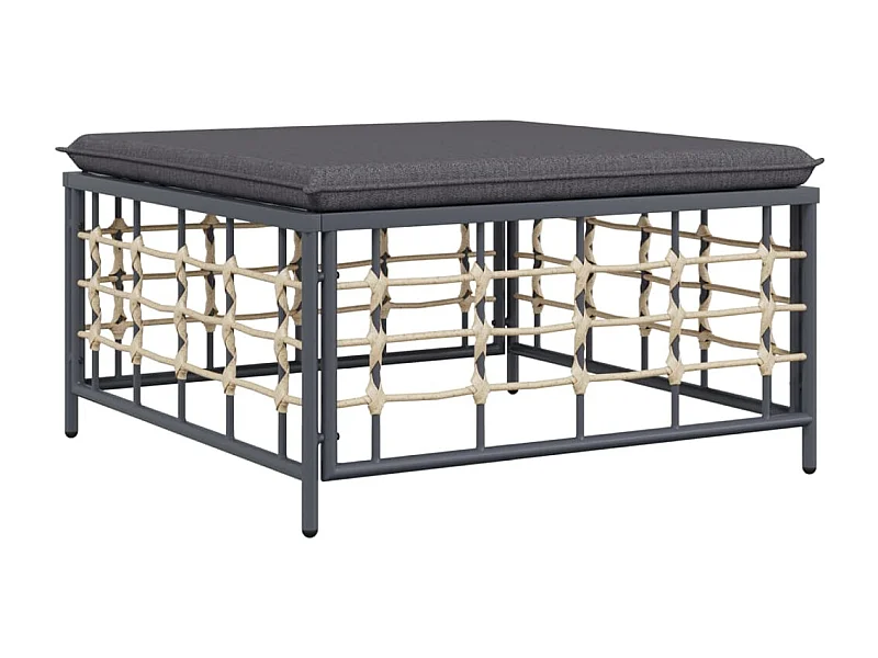 Torli  Tabouret de jardin avec coussin gris foncé résine tressée