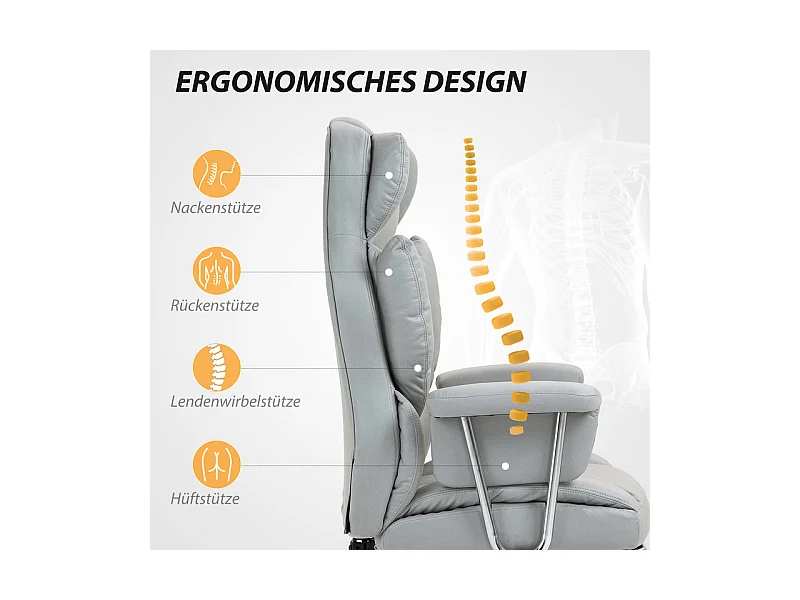 Cadeira de Escritório com apoio para os pés retrátil - encosto Inclinável - altura ajustável - 74x65x120/128cm