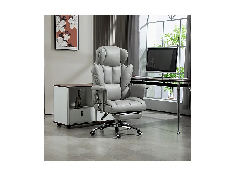 Cadeira de Escritório com apoio para os pés retrátil - encosto Inclinável - altura ajustável - 74x65x120/128cm