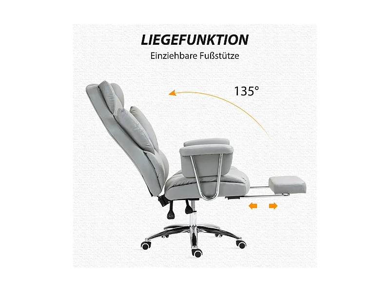 Cadeira de Escritório com apoio para os pés retrátil - encosto Inclinável - altura ajustável - 74x65x120/128cm