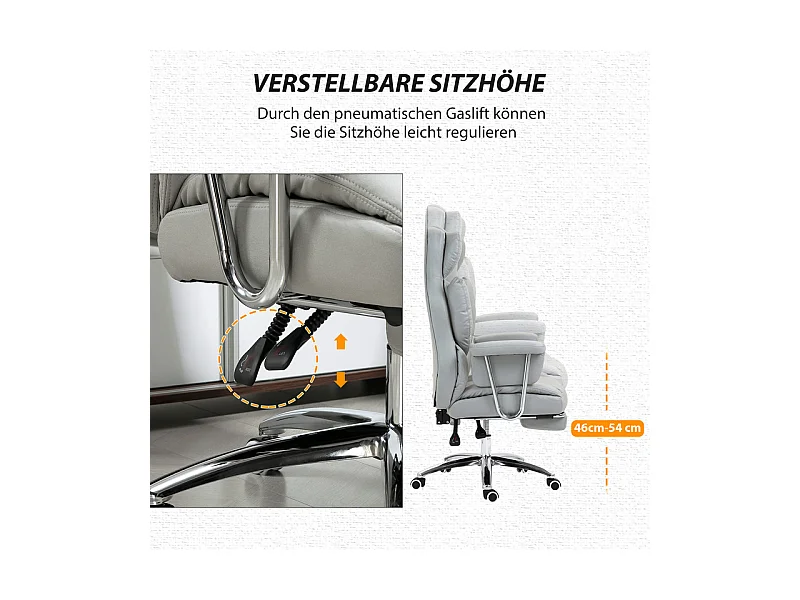 Cadeira de Escritório com apoio para os pés retrátil - encosto Inclinável - altura ajustável - 74x65x120/128cm