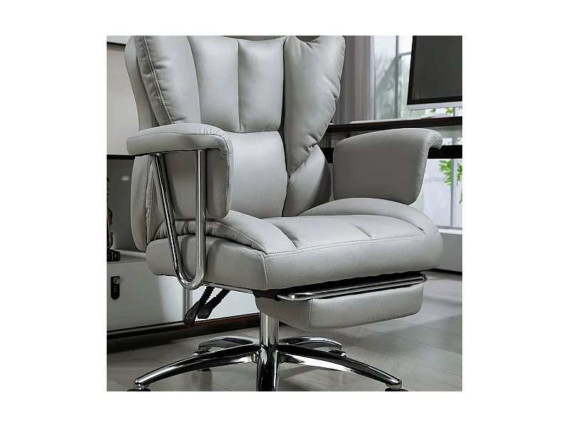 Cadeira de Escritório com apoio para os pés retrátil - encosto Inclinável - altura ajustável - 74x65x120/128cm