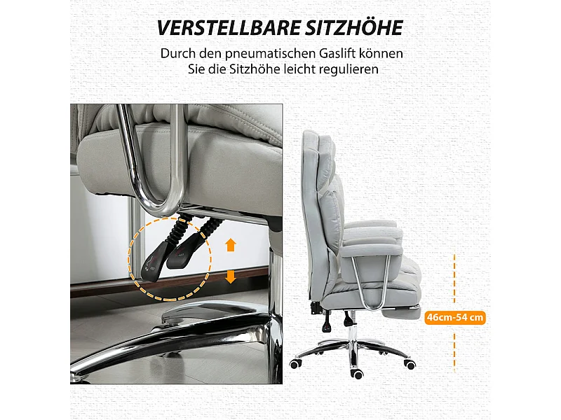 Fauteuil de Bureau avec repose-pieds rétractable - dossier Inclinable - hauteur réglable - 74x65x120/128cm