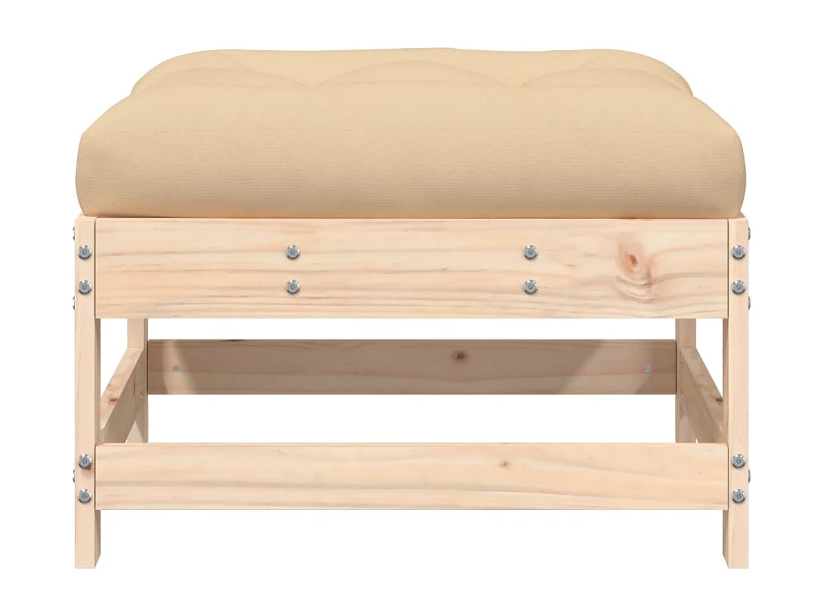 Ezra  Repose-pied de jardin avec coussin bois de pin massif