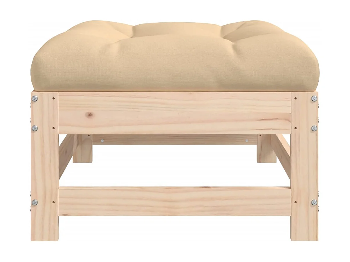 Ezra  Repose-pied de jardin avec coussin bois de pin massif