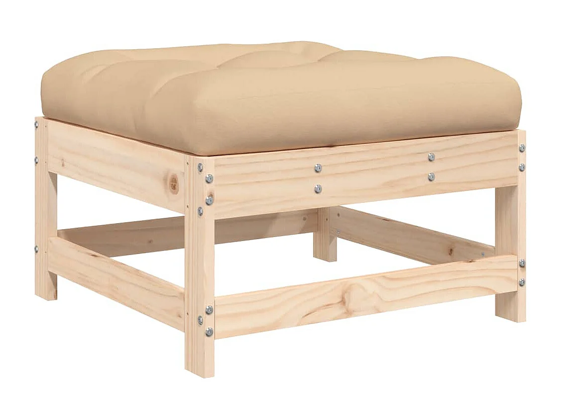 Ezra  Repose-pied de jardin avec coussin bois de pin massif