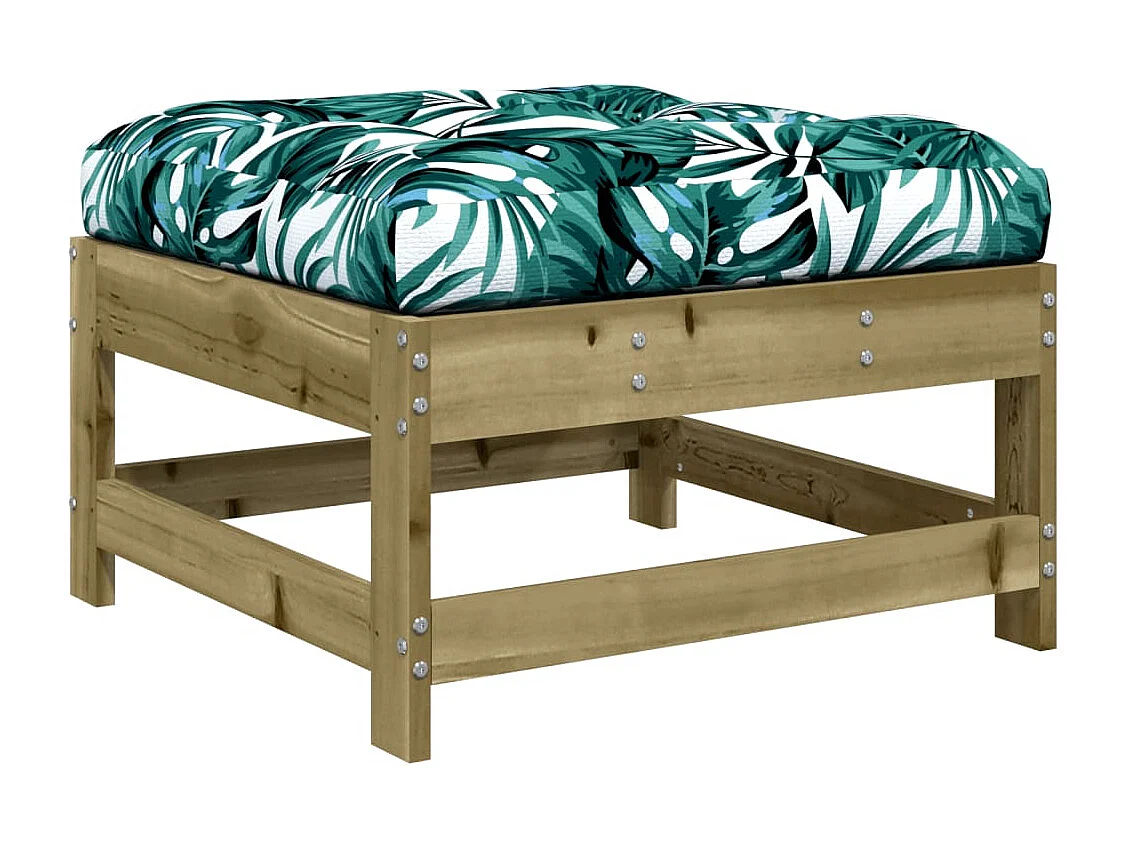 Ezra  Taburete de jardín con cojín madera de pino impregnada