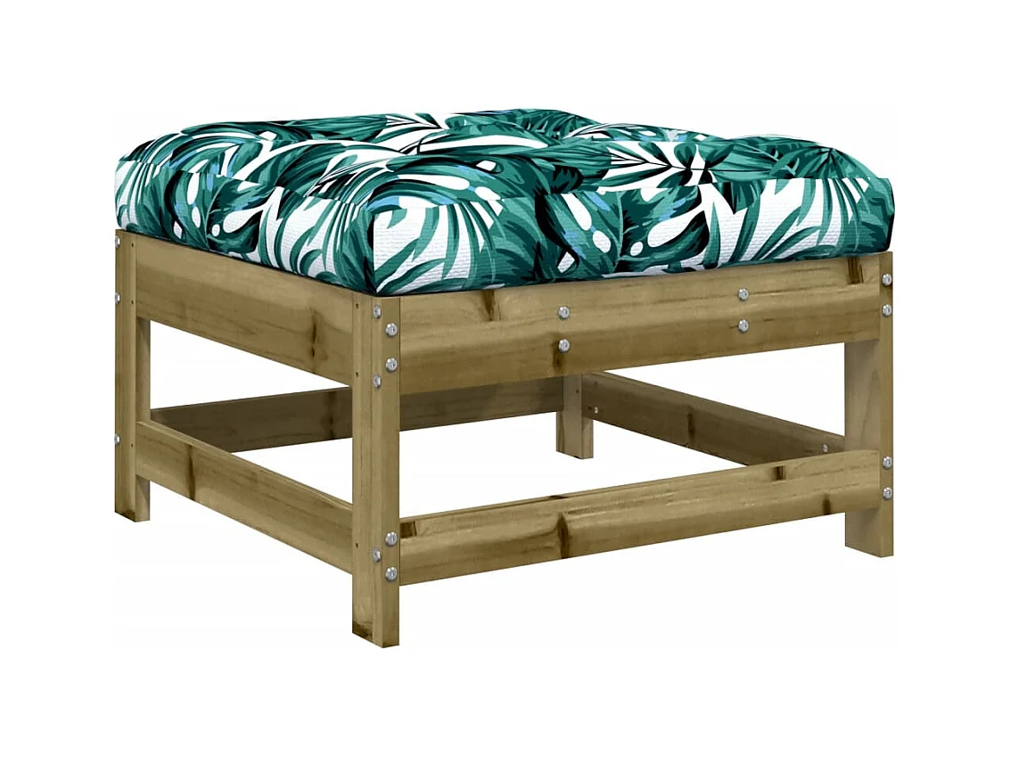 Ezra  Repose-pied de jardin avec coussin bois de pin imprégné