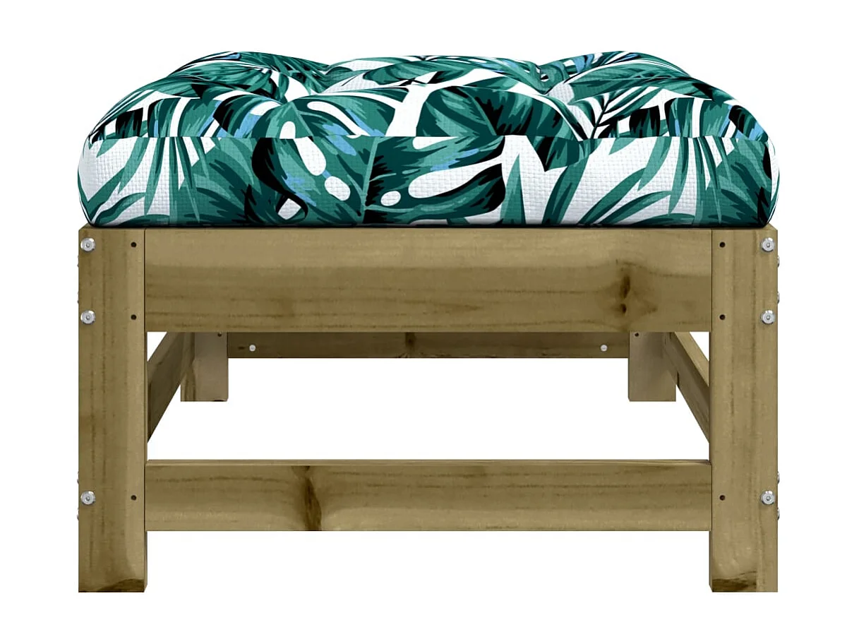 Ezra  Taburete de jardín con cojín madera de pino impregnada