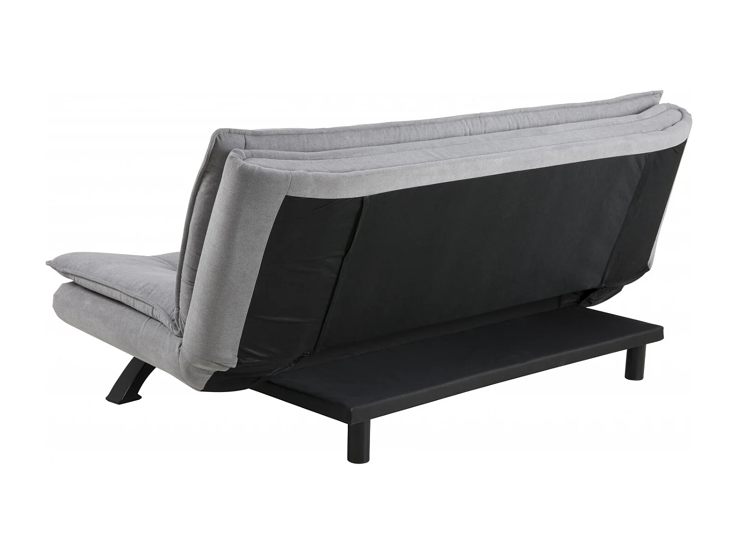 Fanny Schlafsofa in hellgrau mit schwarzen Gestell.