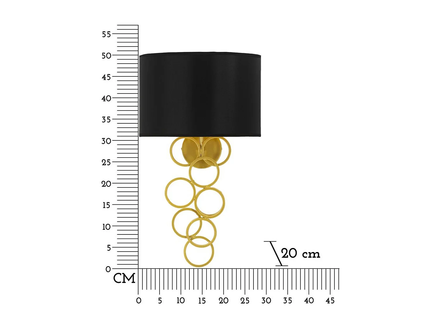 Lampa ścienna MF924, Czarny, 30x20x50 cm, Seven Design