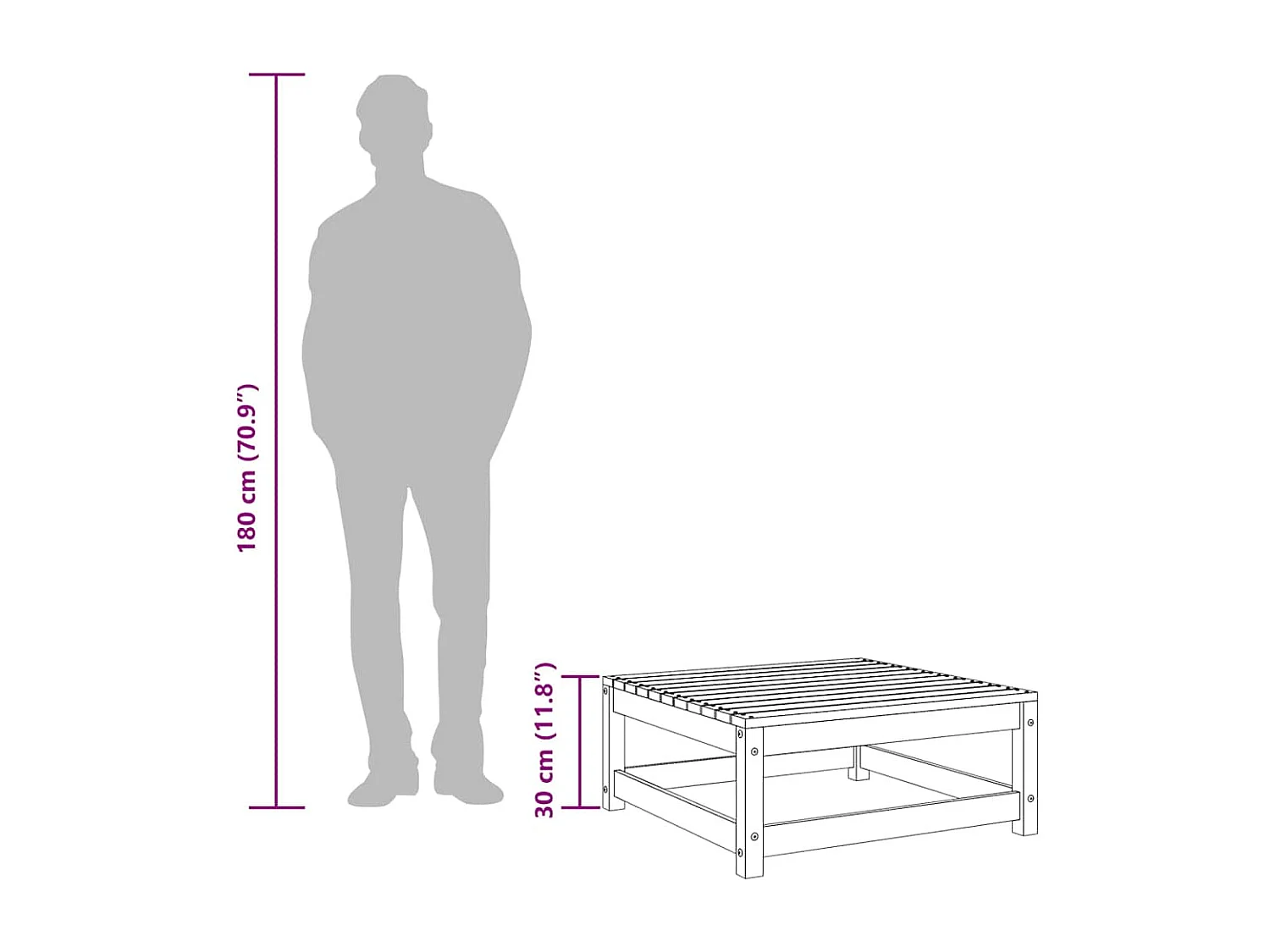 Aloys  Repose-pied de jardin 70x70x30 cm bois de pin imprégné
