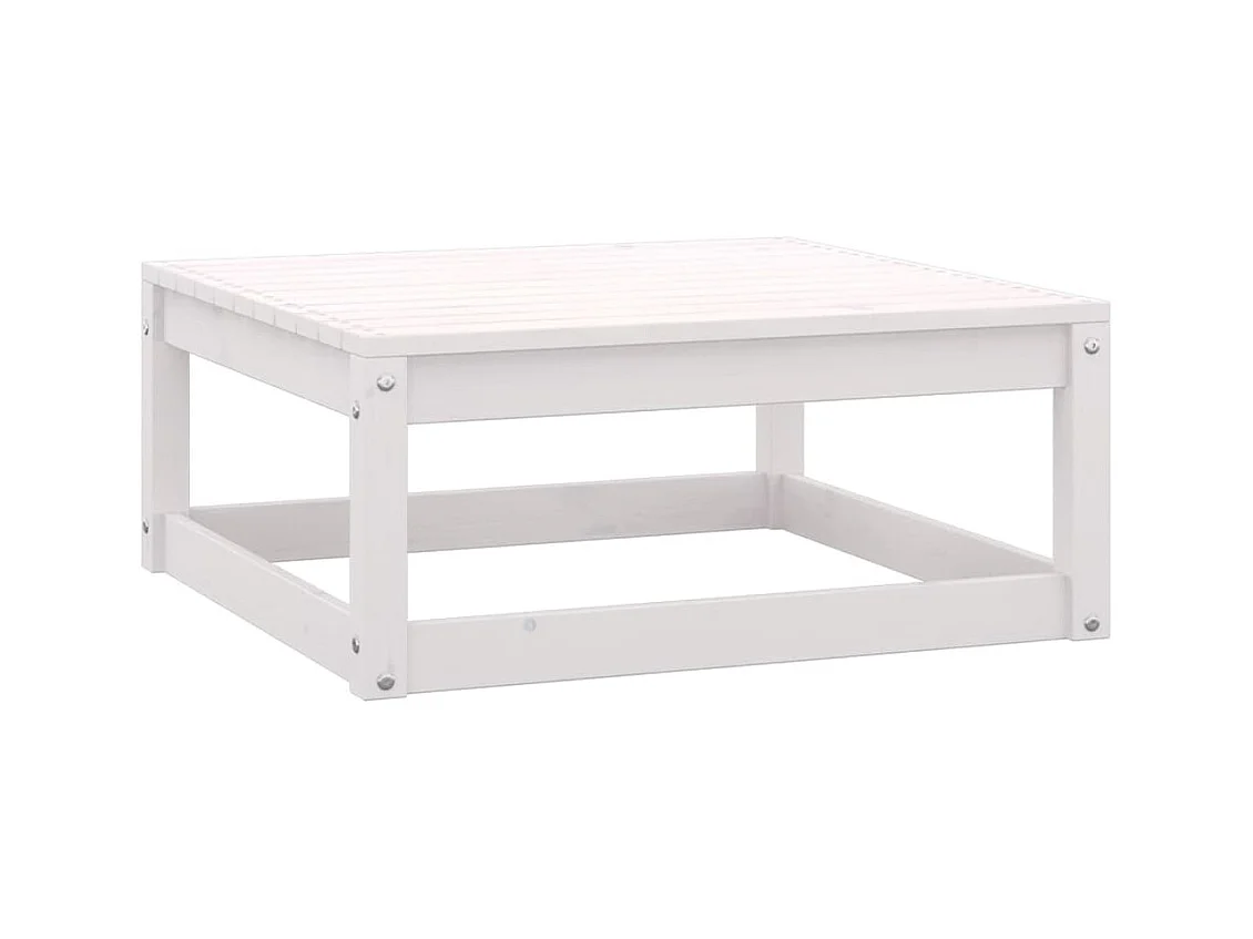 Koen  Repose-pied de jardin avec coussin Blanc Bois de pin massif