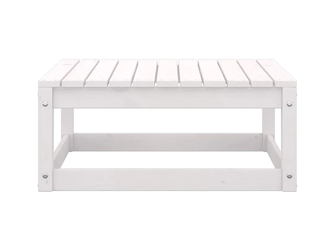 Koen  Repose-pied de jardin avec coussin Blanc Bois de pin massif