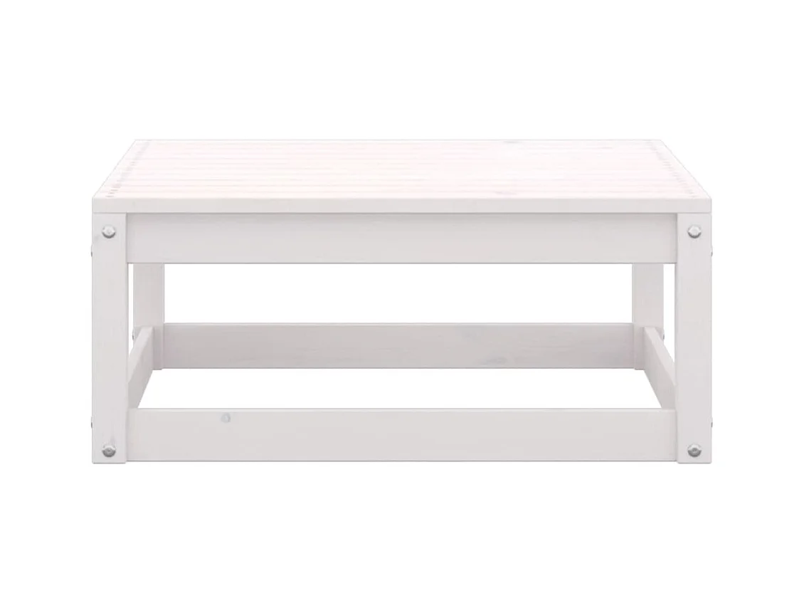 Koen  Repose-pied de jardin avec coussin Blanc Bois de pin massif