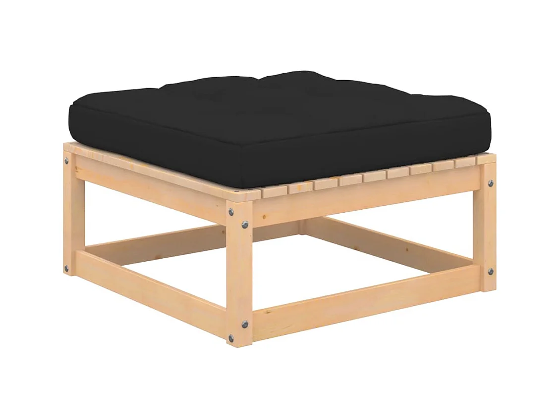 Koen  Repose-pied de jardin avec coussin Pin massif