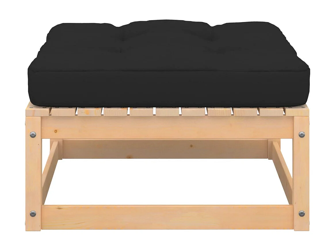 Koen  Repose-pied de jardin avec coussin Pin massif