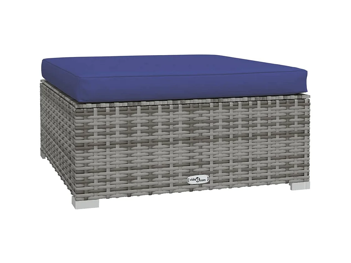 Layla Hope  Repose-pied de jardin et coussin Gris 70x70x30cm Résine tressée