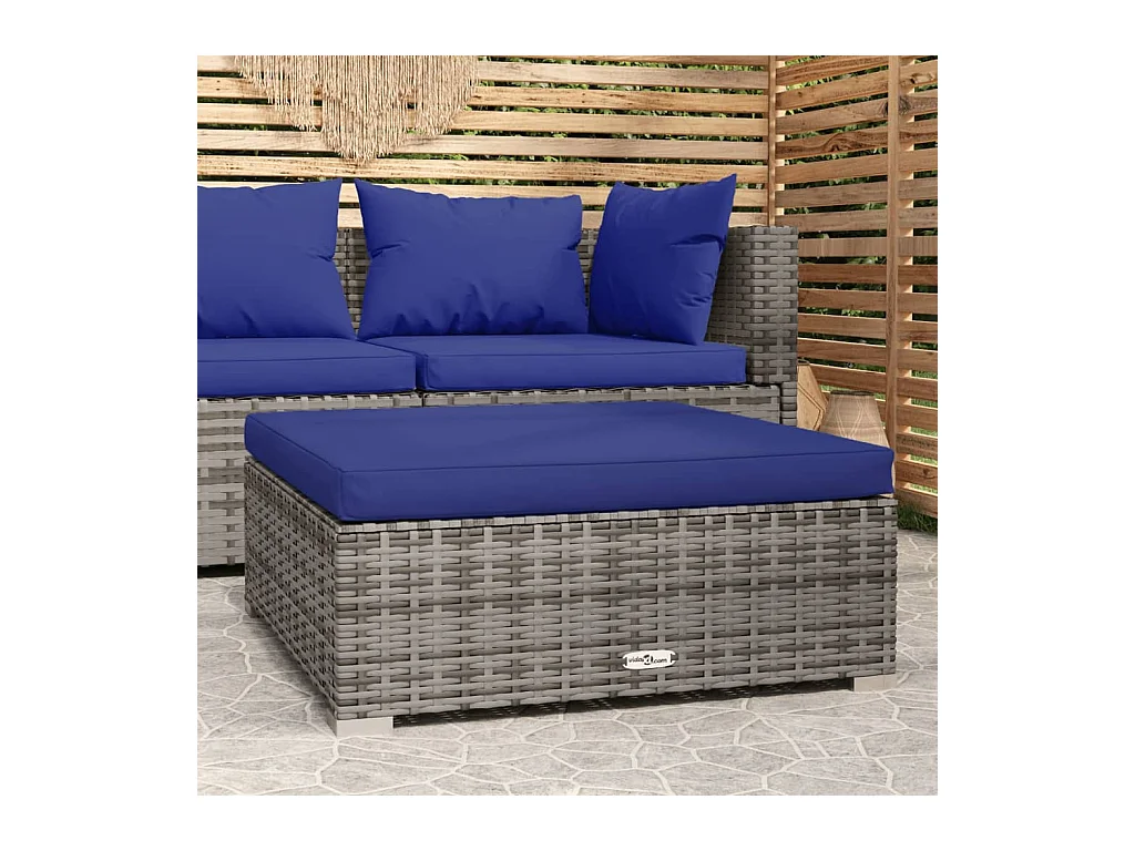 Layla Hope  Repose-pied de jardin et coussin Gris 70x70x30cm Résine tressée