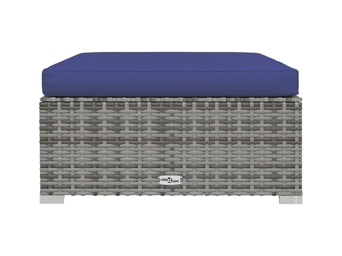 Layla Hope  Repose-pied de jardin et coussin Gris 70x70x30cm Résine tressée