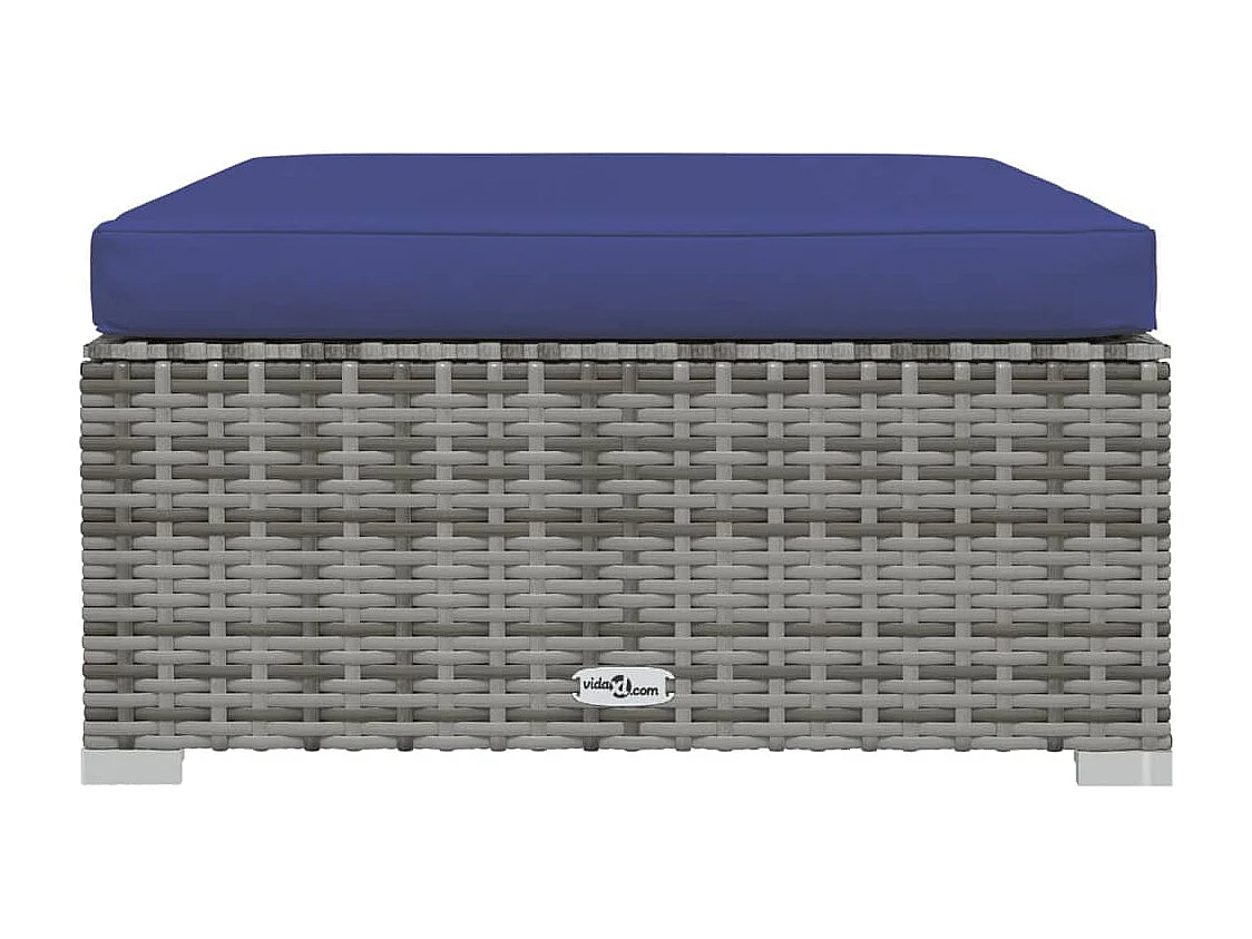 Layla Hope  Repose-pied de jardin et coussin Gris 70x70x30cm Résine tressée