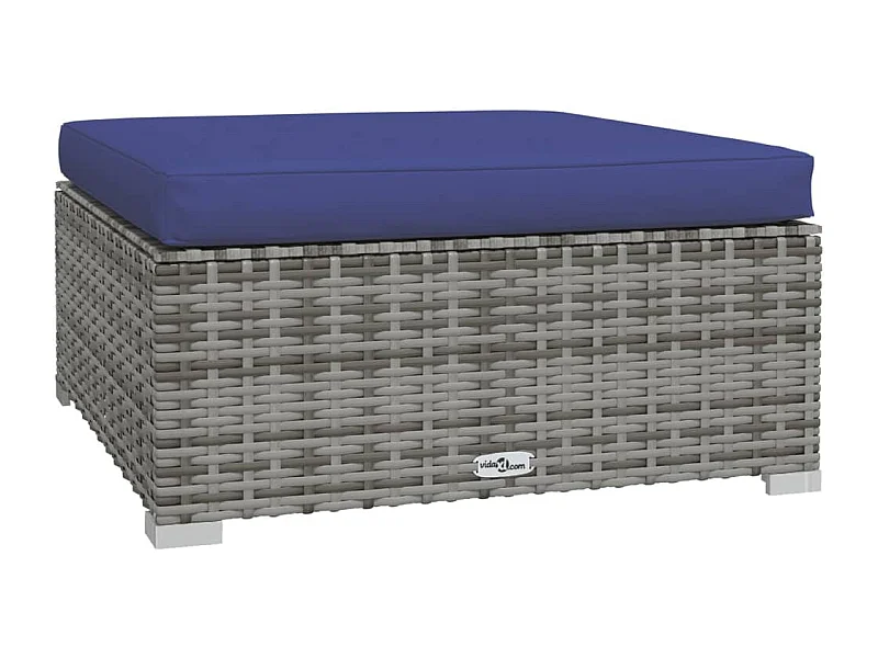 Layla Hope  Tuinvoetenbank met kussen 70x70x30 cm poly rattan grijs