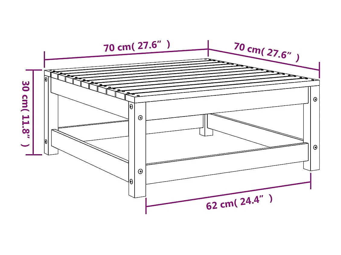 Aloys  Repose-pied de jardin 70x70x30 cm bois de pin massif