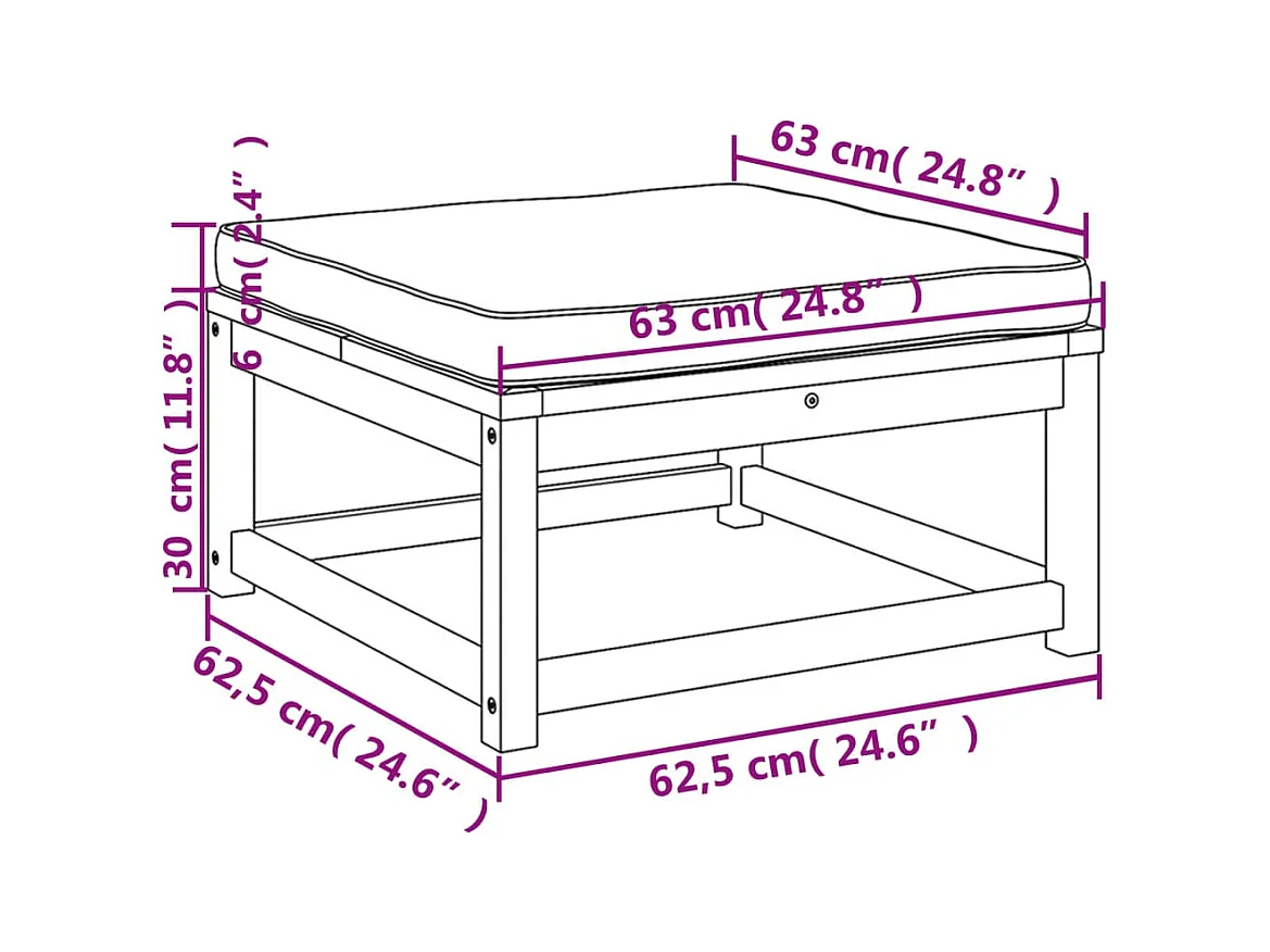Yuki  Repose-pied de jardin avec coussins bois massif d'acacia