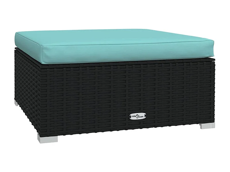 Layla Hope  Tuinvoetenbank met kussen 70x70x30 cm poly rattan zwart