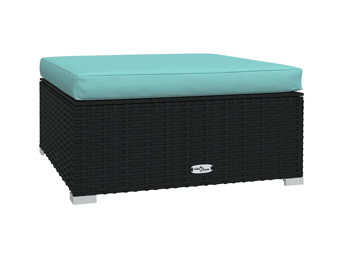 Layla Hope  Repose-pied de jardin et coussin Noir 70x70x30cm Résine tressée