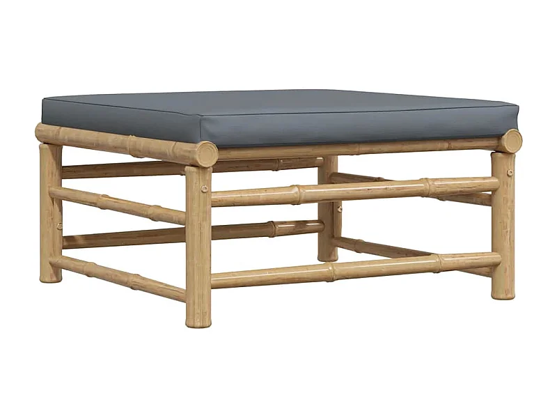 Arinda  Repose-pied de jardin avec coussin gris foncé Bambou