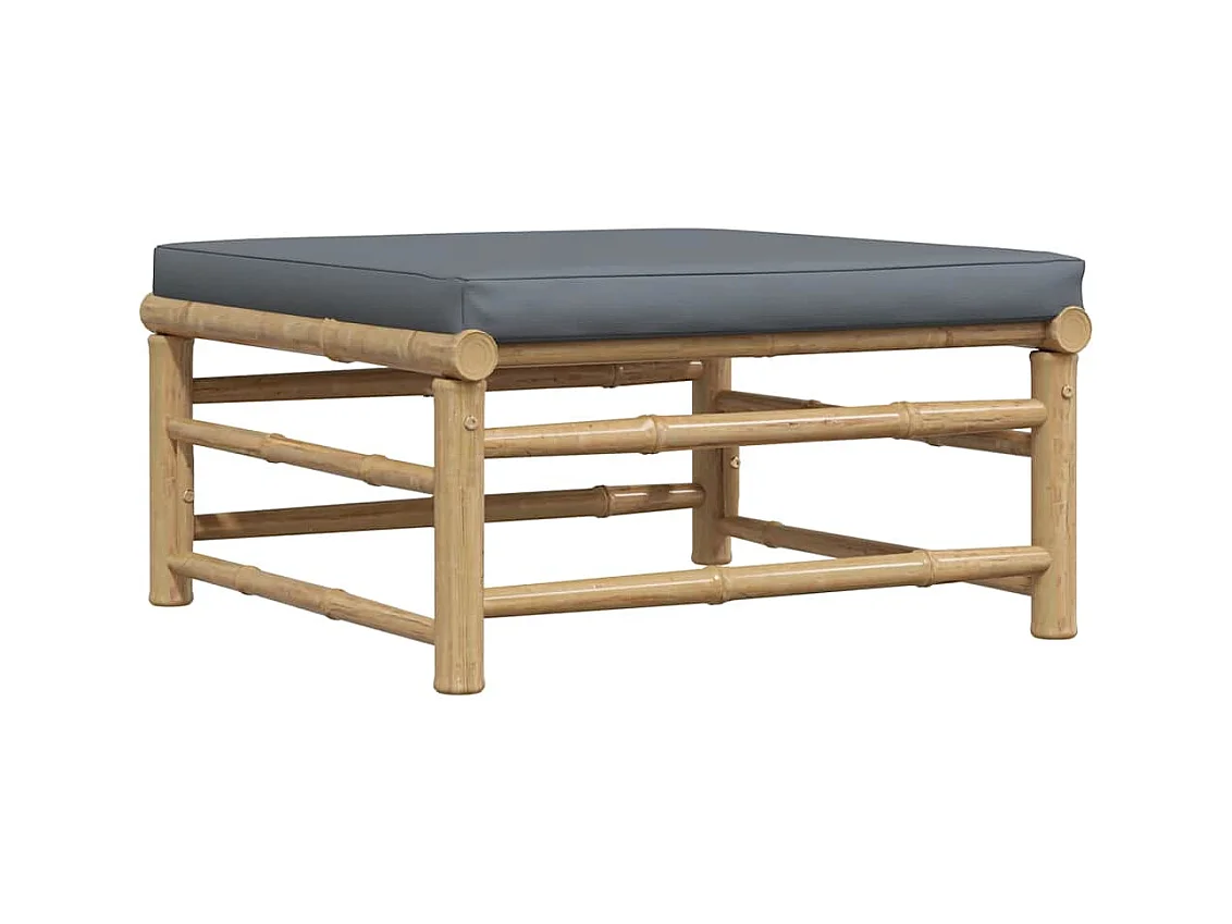 Arinda  Repose-pied de jardin avec coussin gris foncé Bambou