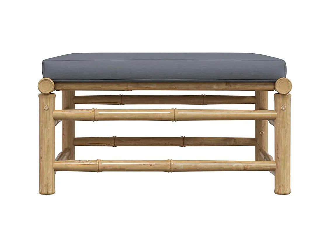 Arinda  Repose-pied de jardin avec coussin gris foncé Bambou