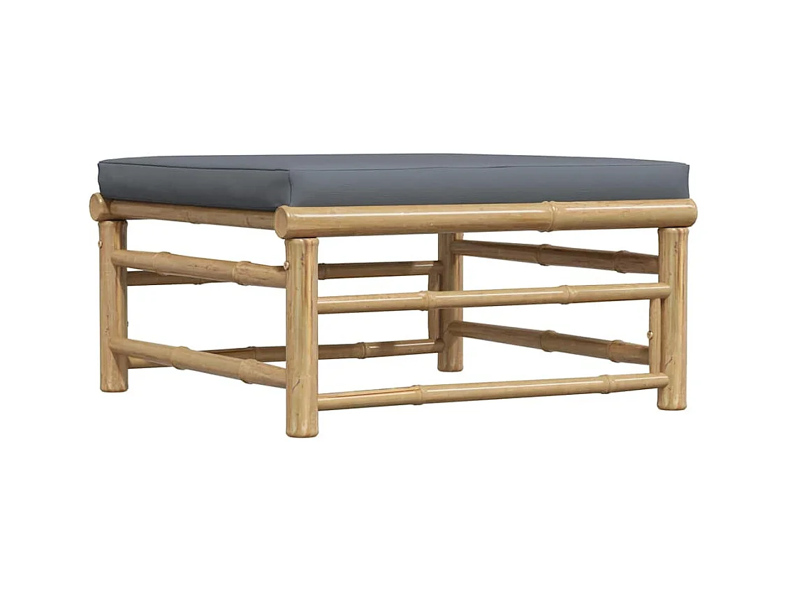 Arinda  Repose-pied de jardin avec coussin gris foncé Bambou