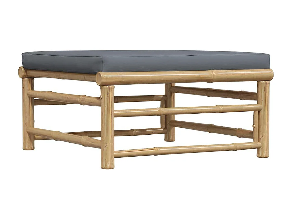 Arinda  Repose-pied de jardin avec coussin gris foncé Bambou