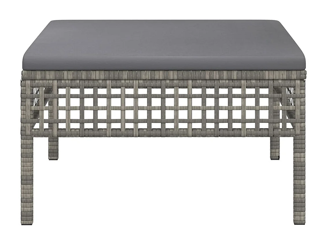 Karlee Joy  Tuinvoetenbank met kussen poly rattan grijs