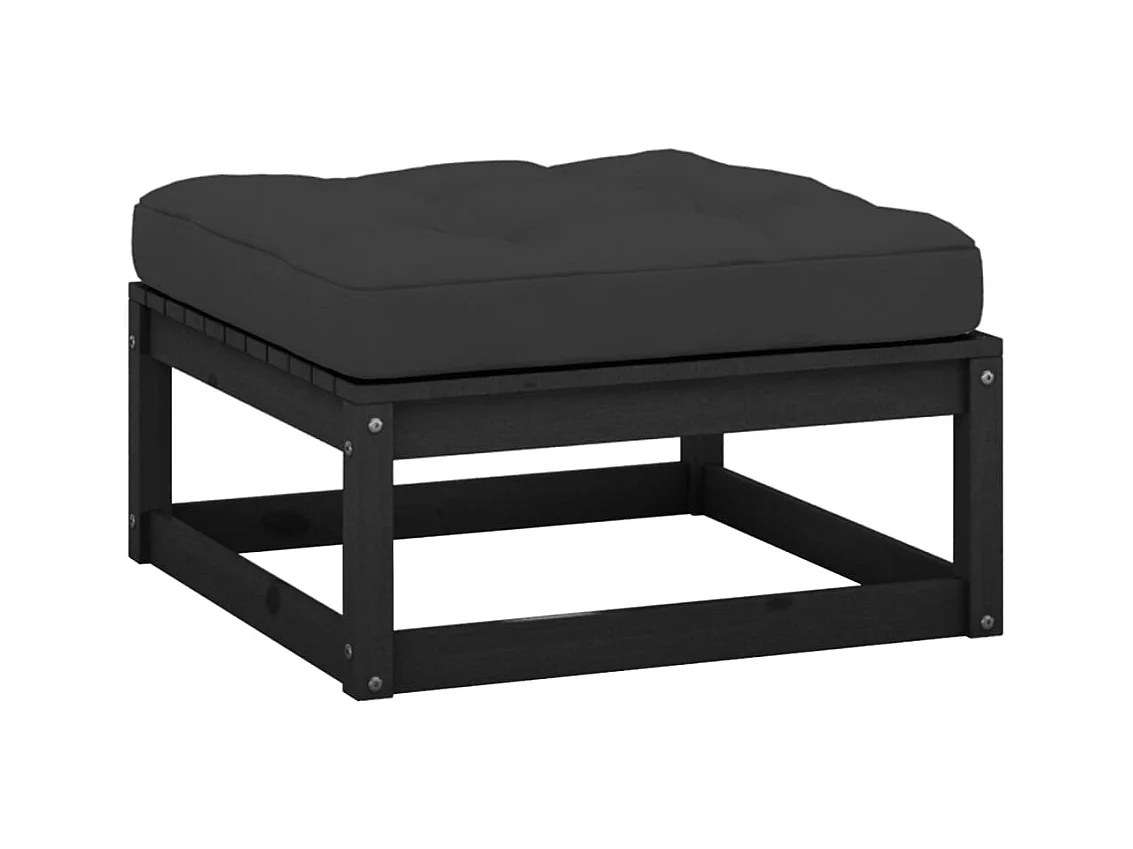 Koen  Taburetes de jardín con cojines madera maciza de pino negro