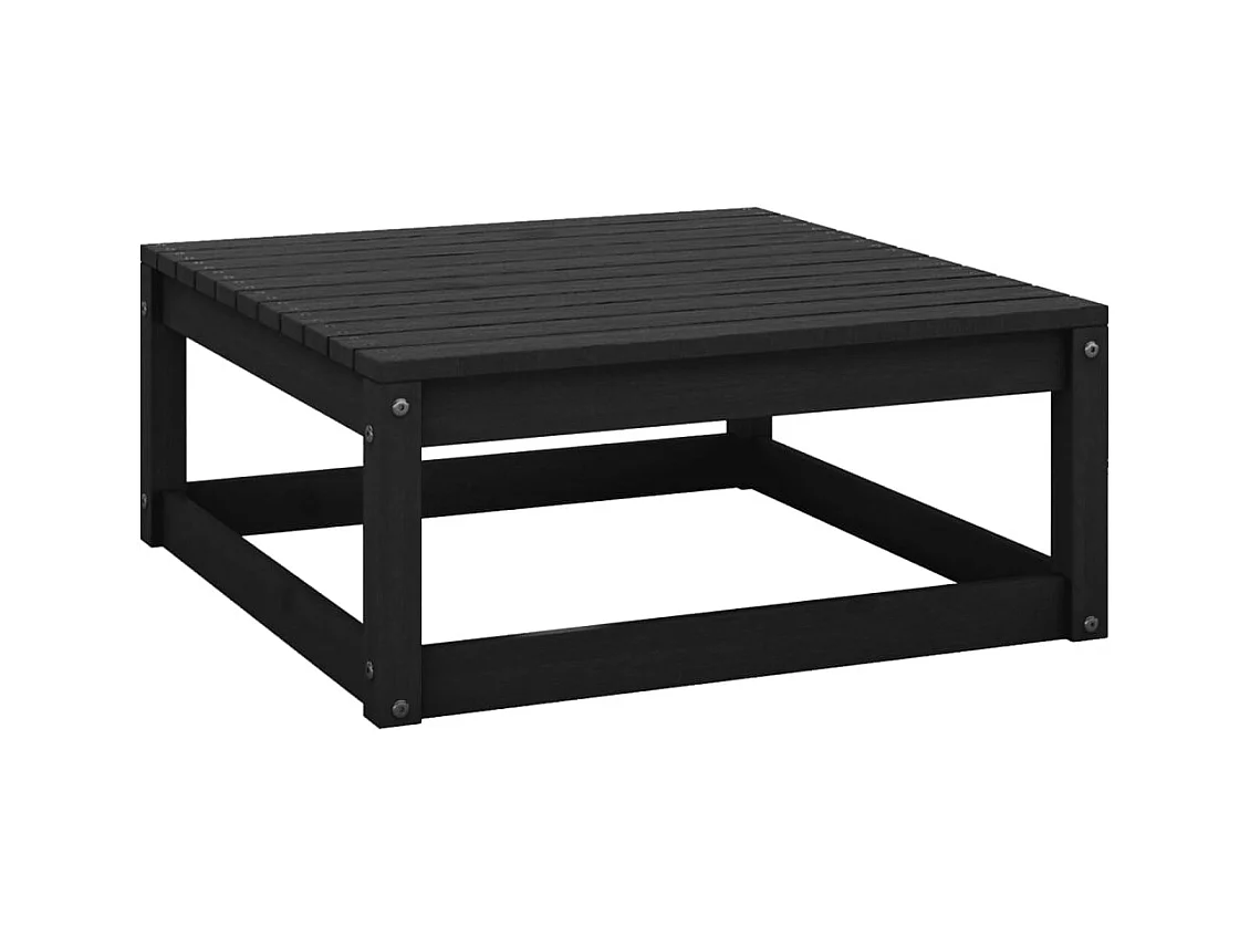 Koen  Repose-pied de jardin avec coussin Noir Bois de pin massif
