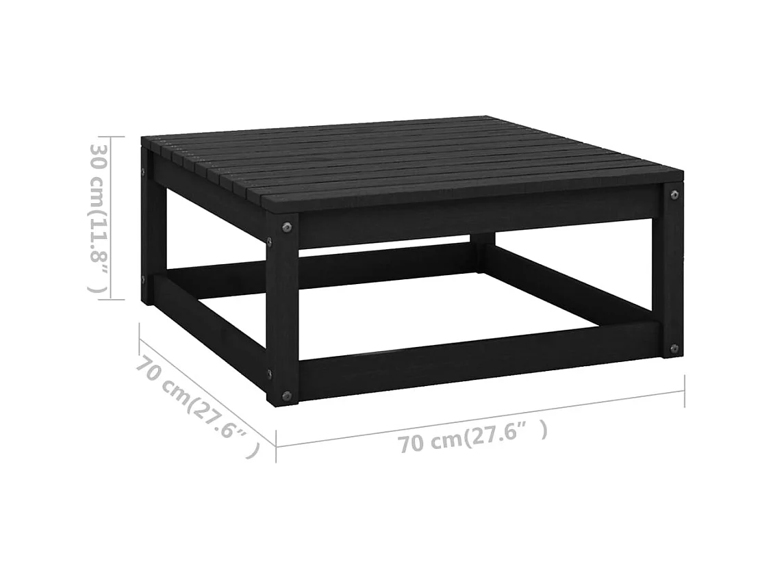 Koen  Repose-pied de jardin avec coussin Noir Bois de pin massif