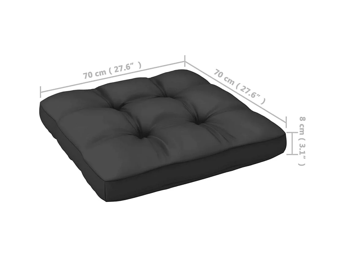 Koen  Repose-pied de jardin avec coussin Noir Bois de pin massif