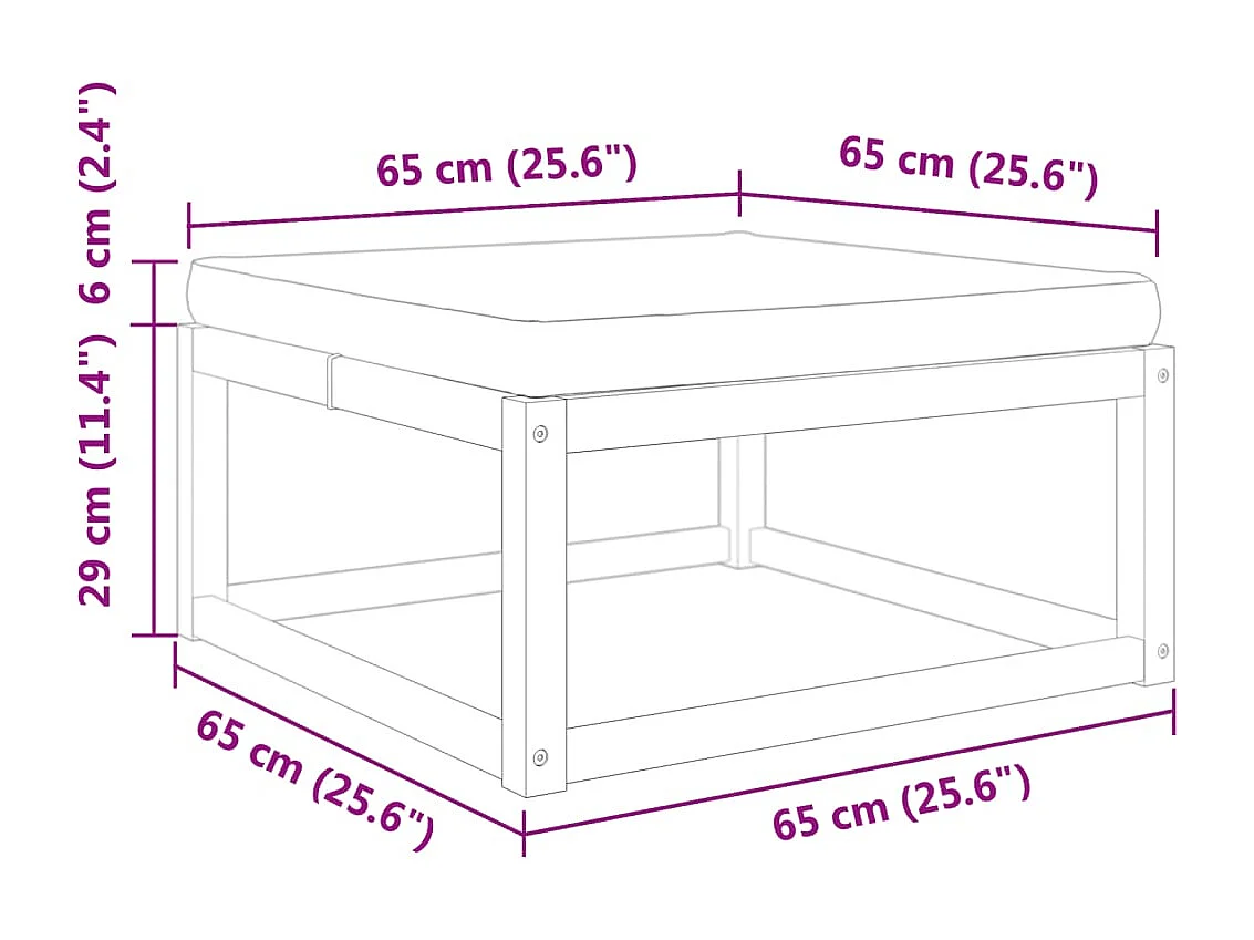 Blue Mound  Tuinvoetenbank met kussen 65x65x29 massief acaciahout