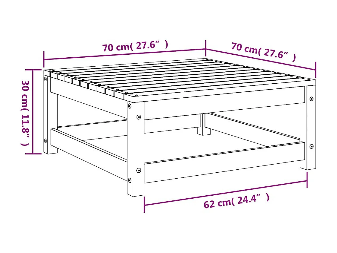 Aloys  Repose-pied de jardin blanc 70x70x30 cm bois de pin massif