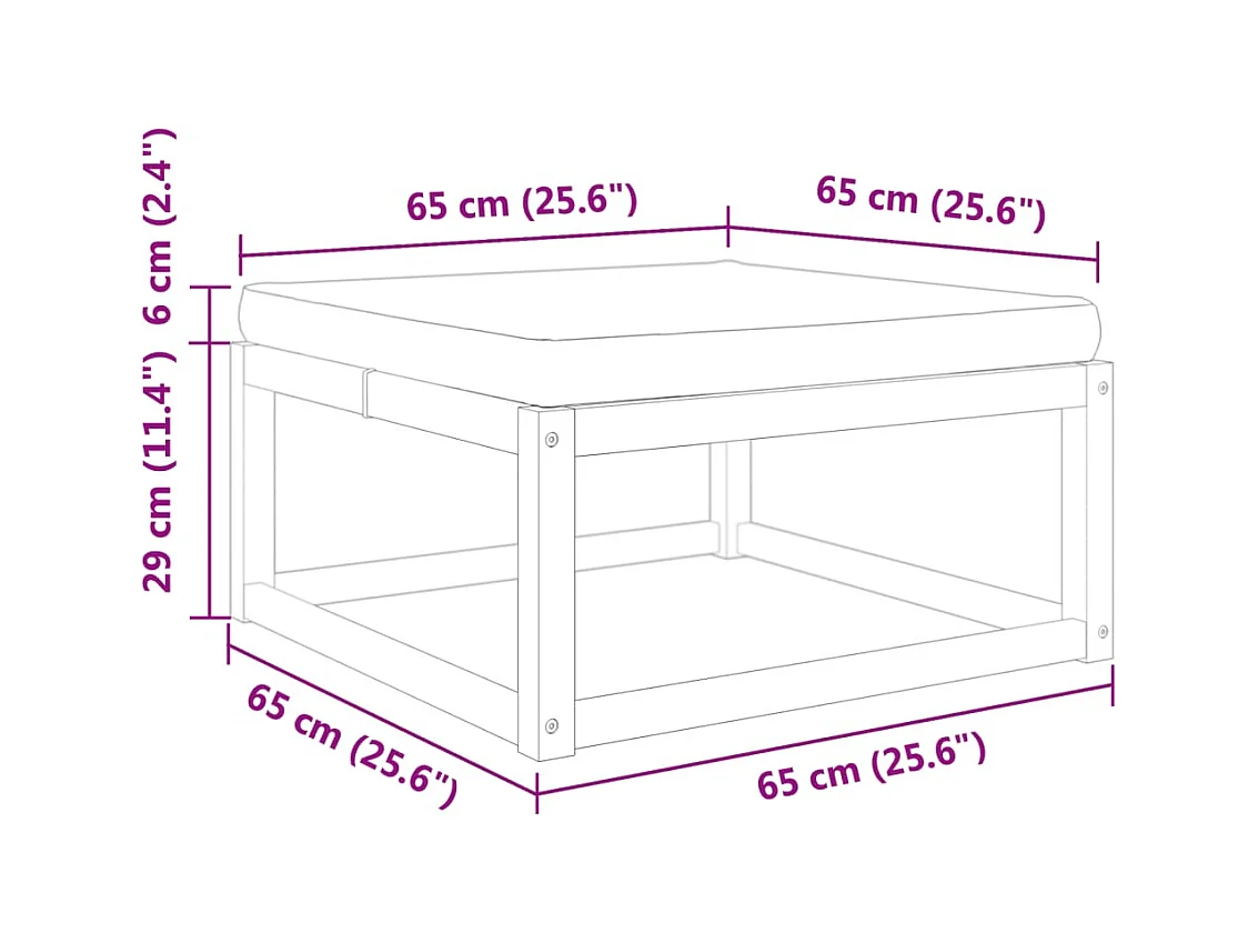 Blue Mound  Repose-pied de jardin avec coussins bois massif d'acacia