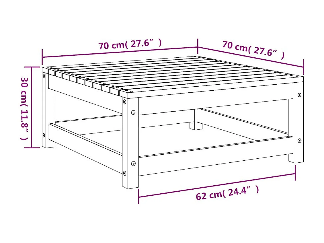 Aloys  Tuinvoetenbank 70x70x30 cm massief grenenhout honingbruin