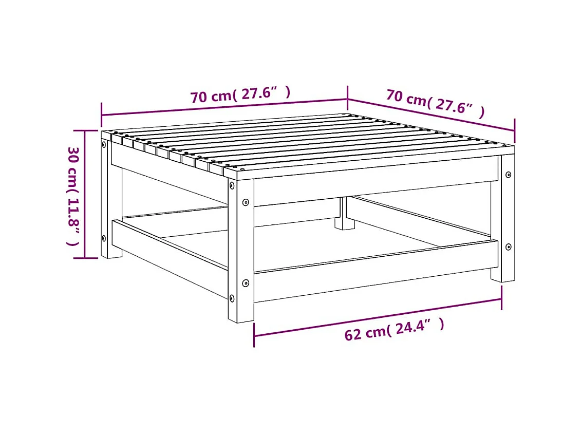 Aloys  Repose-pied de jardin 70x70x30cm marron miel bois de pin solide