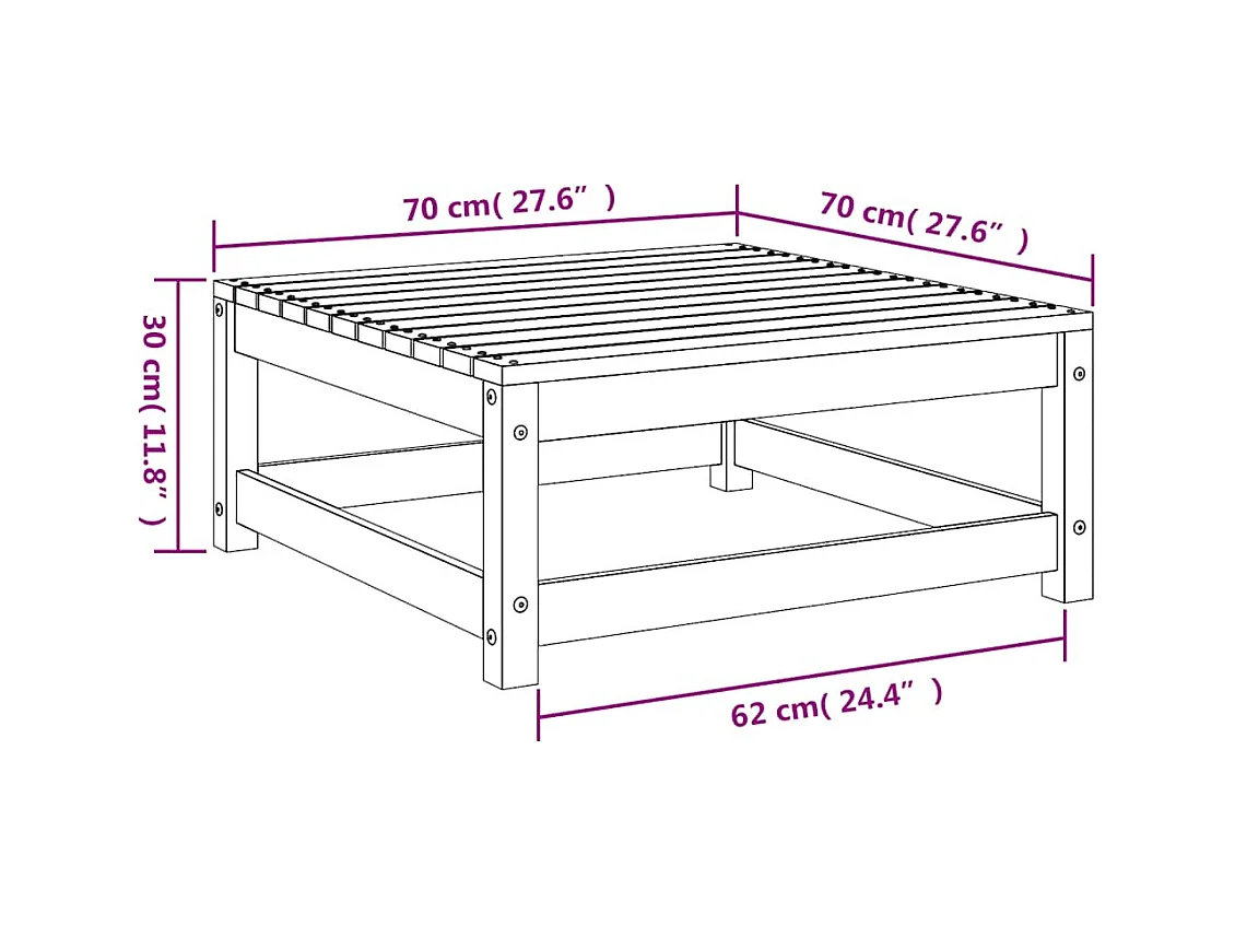 Aloys  Repose-pied de jardin 70x70x30cm marron miel bois de pin solide