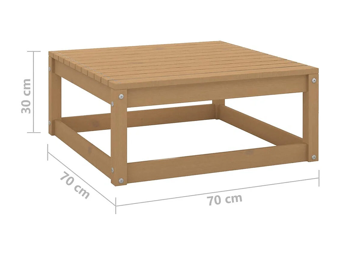 Aloys  Repose-pied de jardin 70x70x30cm marron miel bois de pin solide