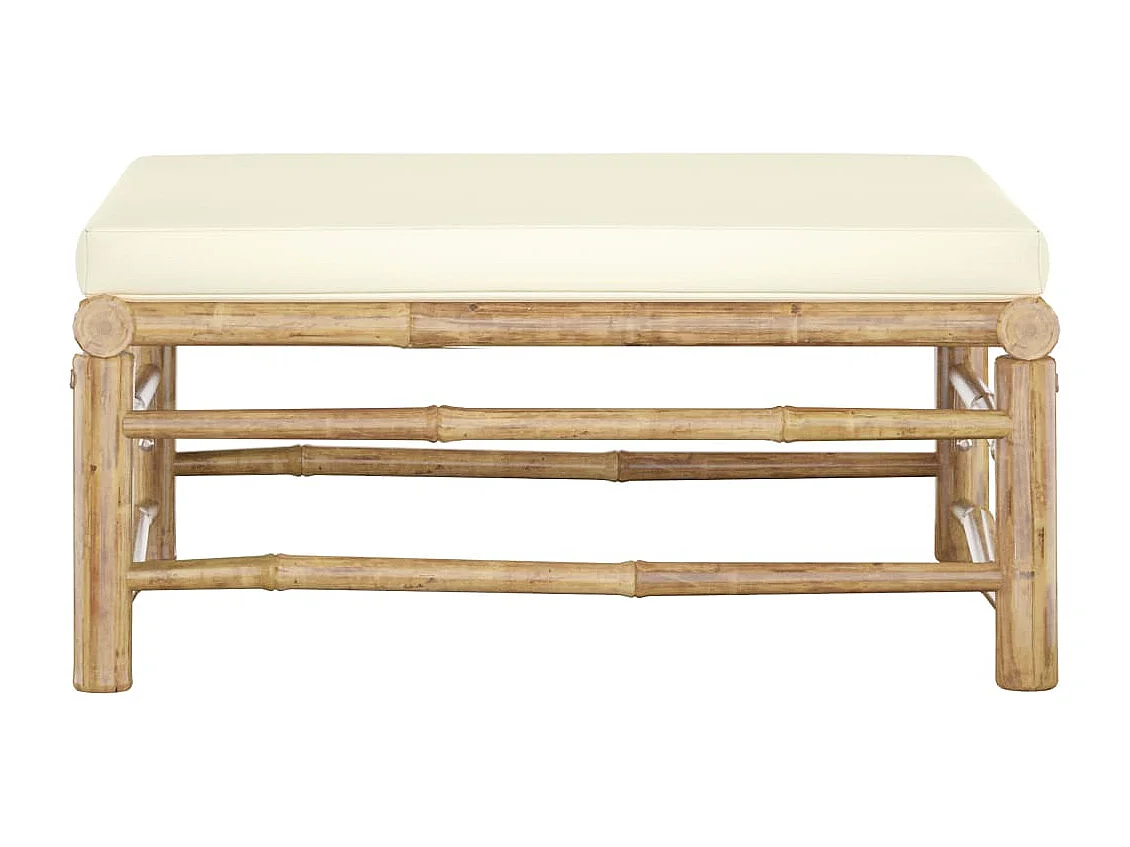 Arinda  Repose-pied de jardin avec coussin blanc crème Bambou