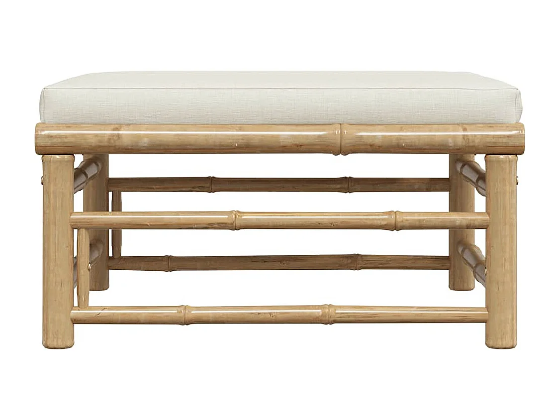 Arinda  Repose-pied de jardin avec coussin blanc crème Bambou