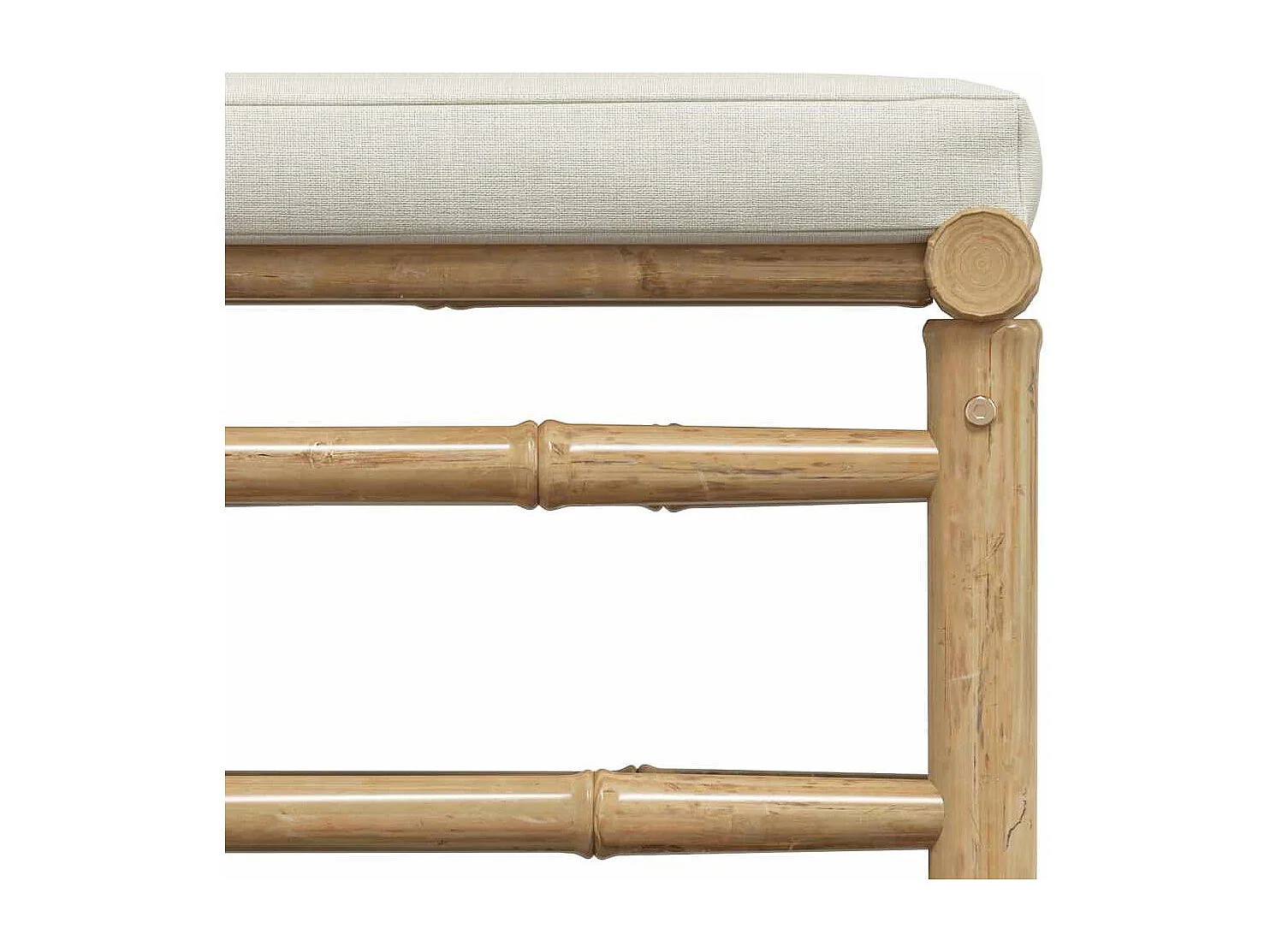 Arinda  Repose-pied de jardin avec coussin blanc crème Bambou